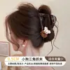 Presilha de Garra de Pelúcia Coreana para Mulheres, Sensação de Alto Padrão, Para Cabelos Grossos, Presilha Tubarão, Presilha de Cabelo com Laço Exquisito, Presilha de Cabelo Meio Preso de Luxo Leve