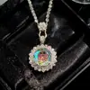 Octagonal Corte Rosa Brillante Flor Estéreo Circonita Conjunto de Collar Pendientes Anillo para Mujer Regalo de Cita de Alta Gama