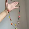 Colar com Pingente de Franja de Pedras Verdes para Mulheres Verão Dopamina Colorido Longo Corrente de Clavícula Acessórios Multicamadas