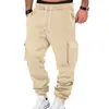 Pantalones Cargo Casuales de Forro Polar para Hombre de Otoño e Invierno Europeos y Americanos Amazon Multibolsillos con Cordón Deportivos Casuales Largos