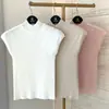 Camiseta de Punto Sin Mangas Cómoda de Estilo Nuevo Primavera/Verano Dongdaemun de Corea del Sur, Ajustada, Sencilla, de Alta Gama, que Resalta la Figura, para Mujer