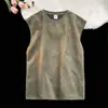 Camiseta sin mangas de color liso para hombre, chaleco de gamuza resistente de moda para verano, camiseta sin mangas deportiva casual retro americana