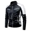 2026 Comércio Exterior Transfronteiriço Outono e Inverno Casual Motociclista Patchwork Jaqueta de Couro Moda Masculina Gola Alta Retrô Jaqueta de Couro Quente