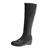 Botas altas retro de estilo minimalista con punta redonda, que aumentan la altura, para mujer, nueva colección primavera/otoño 2026, botas elásticas ajustadas, botas altas de montar