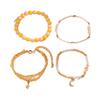 Pulsera Tejida Vintage de Moda Traje Elástico con Cuentas Cuentas de Arroz Colgante de Cactus Luna Pulsera Simple Combinable para Mujer