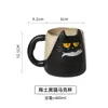 Caneca de Gato Atacado Estilo Vintage Cerâmica Grossa Xícara de Café Gatinho Preto Fofo Cor Esmaltada Caneca de Cerâmica Desenho Animado