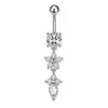 Moda transfronteiriça da Amazon novo piercing corporal de aço inoxidável anel de umbigo flor hexagonal prego de umbigo fivela de umbigo
