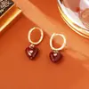Aretes Clásicos de Gota de Aceite Corazón a Corazón Estilo Hong Kong, Aretes Simples de Moda Retro de Alta Gama, Aretes Románticos Estilo Celebridad de Internet