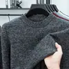 Suéter Pulóver de Invierno para Hombre 2026 Cuello Redondo Tejido Grueso de 7 Puntos con Hilo Fantasía con Lana, Camiseta Base de Punto Cálido