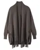 Estilo de lujo ligero transfronterizo tejido 100% lana pura con mangas abrigo engrosado estilo perezoso holgado capa chal grande