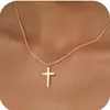 Exquisito Collar de Cruz Europeo y Americano Transfronterizo para Mujer Chapado en Oro de 14K Moda en Capas Colgante de Alta Gama