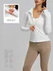 Top de yoga de manga larga ajustado para mujer, alta elasticidad, secado rápido, chaqueta deportiva, cuello alto, top de fitness, estilo blanco ajustado