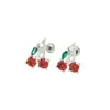 Aretes de Acero Inoxidable con Circonia Cruzados Huazi Luz Roja Lujo Gama Alta Nicho Espiral Interno Joyería Cabeza Pendiente Clip para Oreja