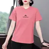 Camiseta de Manga Curta para Mulheres de Meia-Idade e Idosas, Verão, Caimento Solto, Moletom Tamanho Grande, Blusa com Ombro Normal, Roupa Feminina