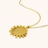 Collar de Diseño Elegante de Nicho Transfronterizo Europeo y Americano Acero Inoxidable Chapado en Oro de 18K Colgante de Huella Dactilar Sol Collar de Alta Gama para Mujer