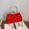 Bolso de Mano, Bolso de Hombro, Bolso Cruzado de Terciopelo Nuevo para Otoño e Invierno 2026 para Mujer, Bolso con Cadena Clip-On de Moda Europea y Americana, Bolso de Noche