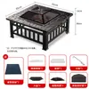 Conjunto Completo de Fogareiro para Chá, Churrasqueira, Churrasqueira de Pátio Exterior, Mesa Aquecida, Grelha de Churrasco, Churrasqueira Exterior