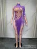 Traje de Rendimiento Brillante con Flecos de Pedrería y Lentejuelas Estilo Europeo y Americano Venta Caliente Transfronteriza Mono Sexy Ajustado Disfraz de Halloween