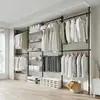 Estante de Ropa de Piso a Techo Más Vendido en Xiaohongshu Armario sin Taladro Habitación Colgar Ropa Barra de Soporte de Piso a Techo Engrosada
