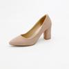2024 primavera e verão novos sapatos casuais maduros de salto alto bico fino boca rasa sapatos femininos slip-on salto grosso comércio exterior