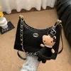 Bolsa Acolchoada com Corrente de Aparência Sofisticada para Mulheres 2025 Inverno Nova Bolsa Transversal Casual Retrô Bolsa de Axila Bolsa de Ombro para o Dia a Dia
