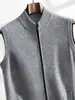 Suéter de Cachemir sin Mangas 2026 Nuevo Estilo Otoño e Invierno Chaleco para Hombre con Cuello Alto Cárdigan Casual de Negocios Simple con Cremallera y Bolsillos