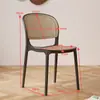 Silla de plástico de mimbre, silla de exterior estilo nórdico, silla de comedor de moda para uso doméstico, apilable, silla para mesa de mahjong con respaldo