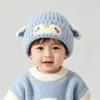 Touca de Lã de Coelho Fofa para Meninas, Inverno Acolchoada Proteção Contra Frio Proteção para Orelhas Gorro de Tricô Quente