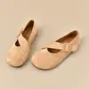 Sapatos Planos Redondos com Estampa de Leopardo e Tira Única Moda Primavera 2025 Versáteis Sapatos Mary Jane Mocassins Sapatos de Vovó