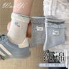 Calcetines Blancos de Algodón Coreanos con Botón de Huevo para Niños Primavera y Verano Corea del Sur Etiqueta de Tela Dongdaemun Encaje de Doble Pliegue Calcetines de Caña Media