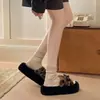 Accesorios para aumentar la altura, pantuflas peludas cómodas de suela gruesa para ir de compras a casa, chanclas de una tira 2026, cinturón versátil para mujer, otoño invierno