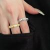 Anel de cruz em prata de lei S925 com zircônia conjunto completo blogueira com anel aberto de broca flash de luxo leve de alta resistência