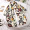 Camisa Floral Albaricoque Vintage Antigua para Hombre Verano Nueva Llegada Holgada Estilo Hong Kong Hawaiana Playa Manga Corta