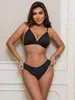 Conjunto de Lencería Sexy Estampado de Leopardo Triángulo con Escote Profundo para Mujer sin Aros Conjunto de Sujetador y Lencería de Exportación 1178