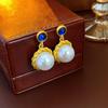 Aretes de Diamantes Vintage Medievales Elegantes Aretes Estilo Corte de Moda Aretes Colgantes Aretes de Lujo Ligero de Alta Gama