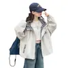 Chaqueta con capucha para niña 2026 nuevo estilo coreano moderna holgada a cuadros con bloques de color top casual para niños mayores