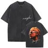Camiseta Vintage Lavada Nsqk Aoou Piensa en Mí Nuevo Álbum 2025 para Hombre Hip-Hop Gótico
