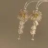 Pendientes de Hilo Largo con Pétalos de Hielo Transparente de Verano con un Diseño Único y Exquisito tipo Hada, Pendientes de Nicho Estilo Vacaciones para Mujer