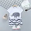 Conjunto infantil de manga curta algodão meninas novo verão meninos camiseta shorts bebê coreano meia manga roupas infantis atacado