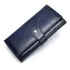 Carteira Longa de Couro Genuíno Feminina Estilo Temperamento Porta-Cartões Múltiplos Feminino Bolsa para Cartão Anti-Magnética RFID Carteira de Couro de Vaca Camada Superior Fashionável Tendência