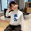Camada Base Térmica Escovada Versátil para Meninos Outono/Inverno 2026 Novo Estilo Gola Semi-Alta Casual Infantil Tendência