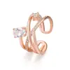Anillo de Cruz con Circonita Incrustada de Diamante Estilo Coreano para Mujer Abierto Oro Rosa Anillo de Celebridad de Internet Anillo para Dedo Índice Joyería de Moda para Estudiantes