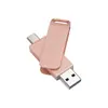 Pen Drive USB Tipo-C Interface Dupla para Celular e Computador 16G32G64G128G Metal Giratório Pen Drive de Presente Atacado