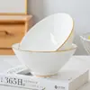 Cubo de Cerámica Estilo Japonés de Lujo Ligero, Bol Jingdezhen Phnom Penh Hueso de China, Bol Doméstico para Arroz, Bol para Ramen, Bol para Fideos, Bol para Aderezo, Bol para Verduras