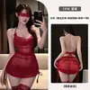 Lencería sexy en múltiples colores, malla de encaje hueca transparente con un cuello de bolsillo, uniforme de falda corta ajustado de dos piezas, disponible para dropshipping