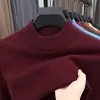 Suéter de punto de alta calidad anti-pilling para hombre de comercio exterior transfronterizo, nueva camisa base de punto de manga larga de color liso para otoño e invierno