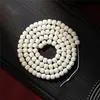 Pulseira de Raiz de Bodhi de Jade Branco com 108 Contas Cilíndricas de Corte Reto para Alívio do Estresse, Contas de Oração Budistas, Pulseira de Contas, Suprimento para Live Streaming