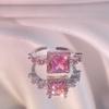 Novo ins amor rosa diamante doce legal zircão anel aberto nicho design sentido luz luxo diamante cheio alto sentido anel