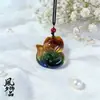Corrente de Suéter de Vidro Raposa Tricolor, Pingente de Cristal Animal Colorido, Joia de Colar Transfronteiriça do Tiktok, Pingente de Raposa