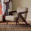 Sofá Individual de Madeira Maciça Nórdica para Sala de Estar Cadeira Retro Luxo Leve Varanda Café Estilo Antigo Designer Pessoa Preguiçosa Pousada